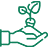 A stylized drawing of a hand holding a small plant in its palm